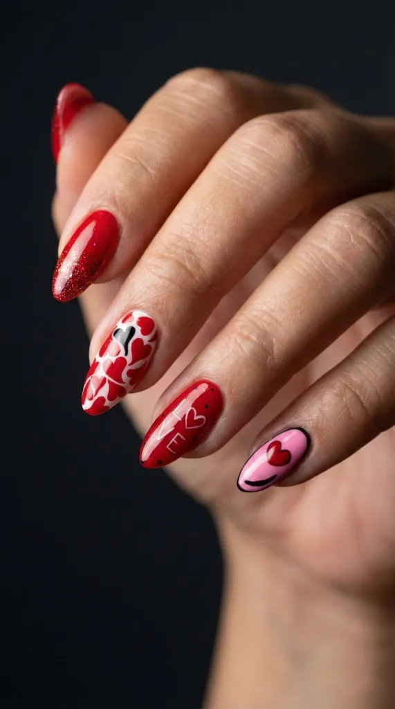Heart design gel nail art London mobile service