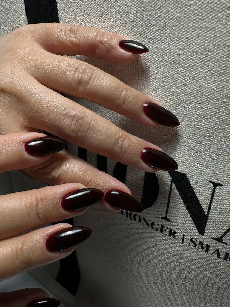 Dark red gel manicure by dear Love Nails