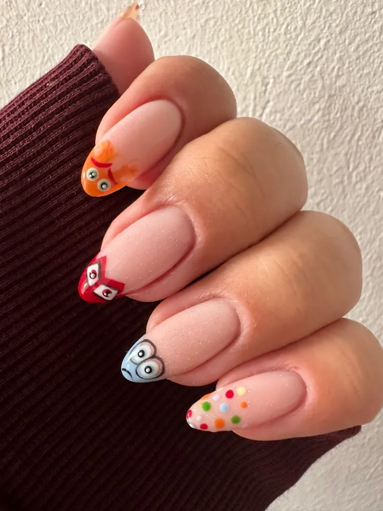 Cartoon character nail art London technician