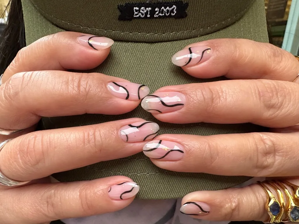 Abstract swirl gel nail design London